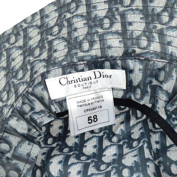 Christian Dior Trotter Pattern Hat Navy Gray CPX4011B #58 Polyester - Picture 5 of 10